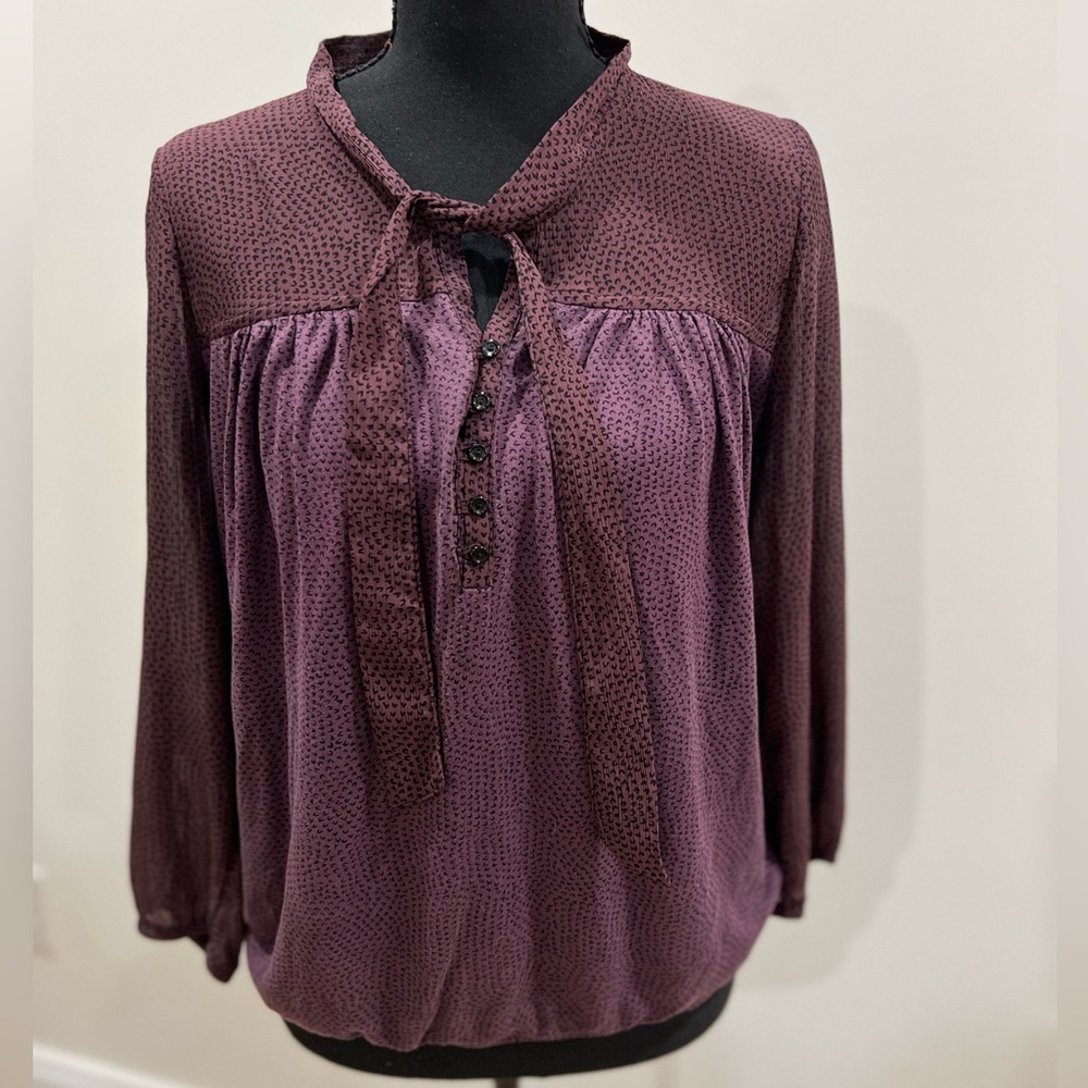 LOFT Plum Button-Front Blouse